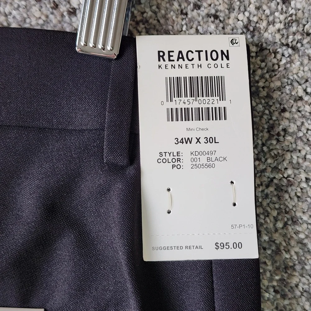 Kenneth Cole Dress Pants Mens 34x30 Mini Check‎ Flex Waistband New With Tags